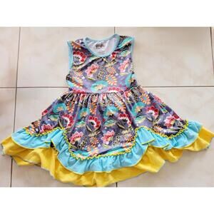 Ruffles By Tutu And Lulu Boutique Paisley Floral Dress Girls Size 5-6